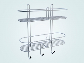 Полка для ванной овальная 2-х ярусная 400*120*460 с крючками