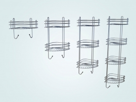 Полка для ванной угловая с крючками радиальная  глубокая