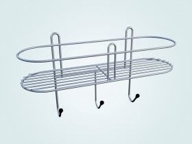 Полка для ванной овальная 1-но ярусная 400*120*240 с крючками