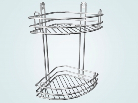 Полка для ванной угловая 2-х ярусная страйт  глубокая